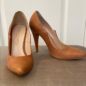 Loeffler Randall Irina Brown Leather Size 7.5 Pointed Toe Heels